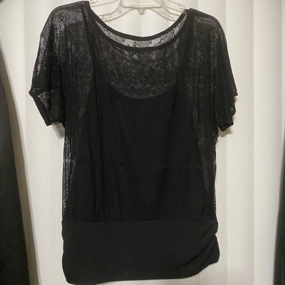 White Black Market, Black lace short sleeve camisole